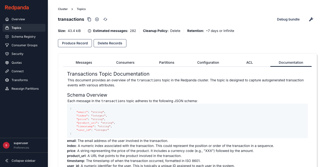topic documentation